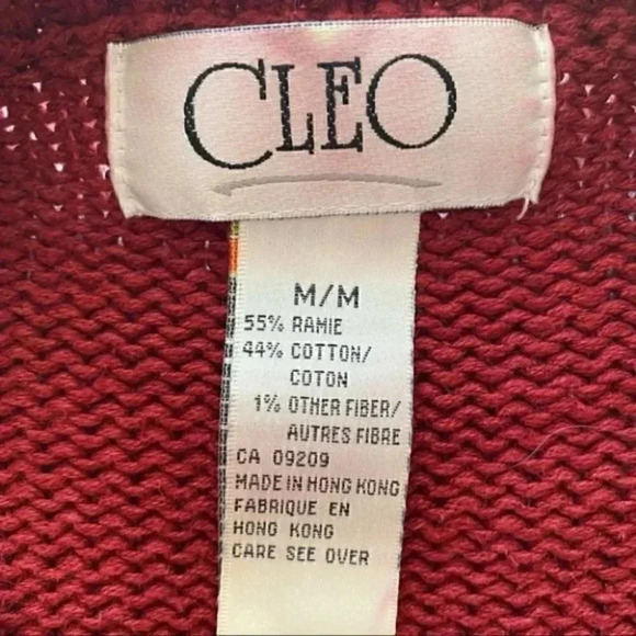 Vintage  Cleo Cardigan Animal Embroidered Grandma Sweater Red Blue Size Medium - Picture 14 of 16